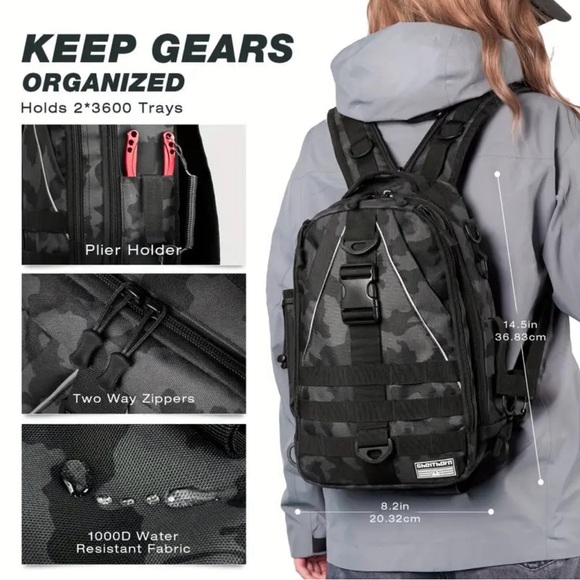 Ghostorn Fishing Backpack Black Camo NWOT - Picture 9 of 12